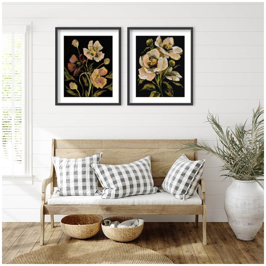 Kate and Laurel Moody Floral 5 & 8 2 Piece Framed Wall Art Print Set by Annie Quigley