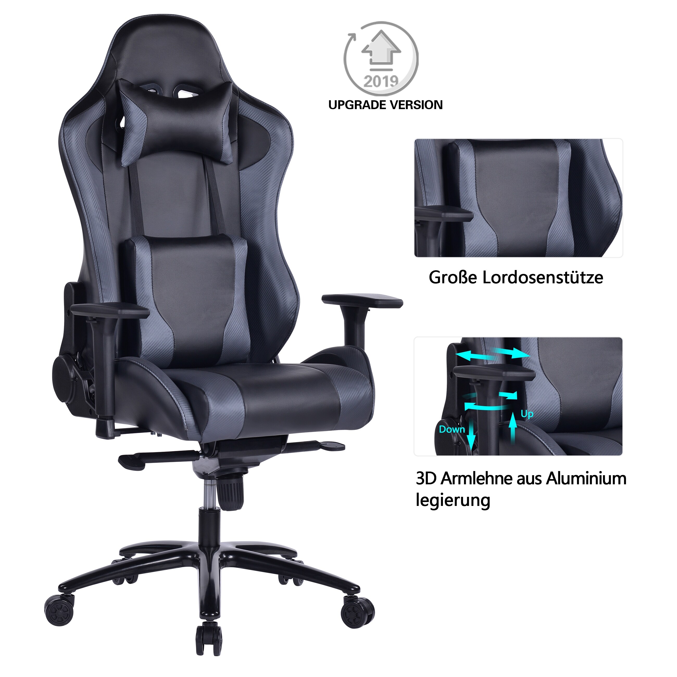 Back Massage Gaming Chair With Headrest Lumbar Support Cushion On Sale Overstock 32688008