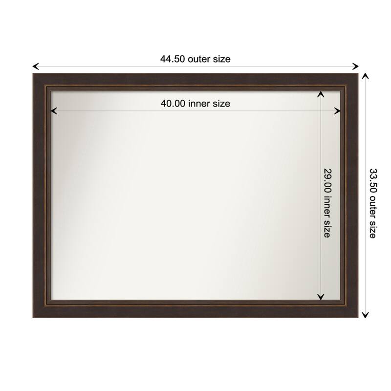 Lara Bronze Framed Non-Beveled Custom Wall Mirror, Bathroom Vanity Mirror - Outer Size: 44.5 x 33.5