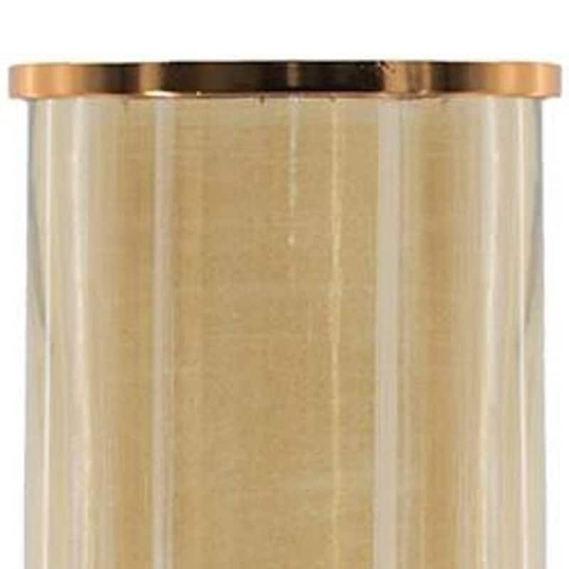 19" Gold And White Glass And Marble Table Vase - 5.50