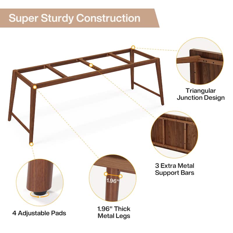78.7” Extra Long 2-Person Wood Desk with Metal Legs