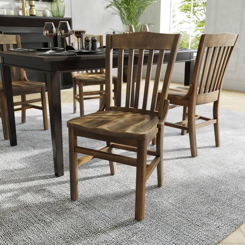 School House Back Wooden Restaurant Dining Chair - 18.5"W x 21.5"D x 35"H