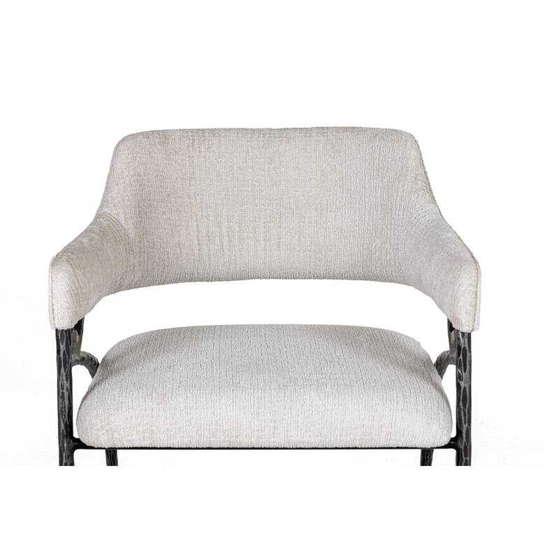 Modrest Ector Modern Off-White Fabric & Forged Metal Accent Chair