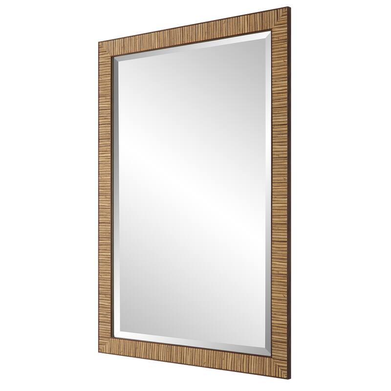 The Gray Barn Natural Brown Rattan Inspired Rectangular Wall Mirror