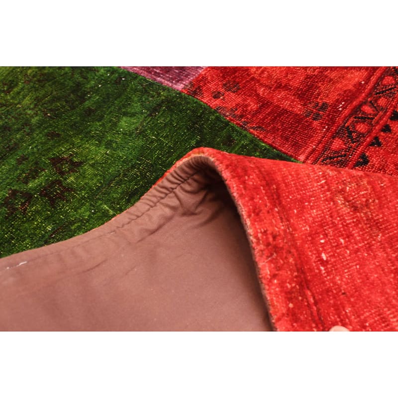 ECARPETGALLERY Hand-knotted Color Transition Patchwork Red Wool Rug - 8'1 x 9'10