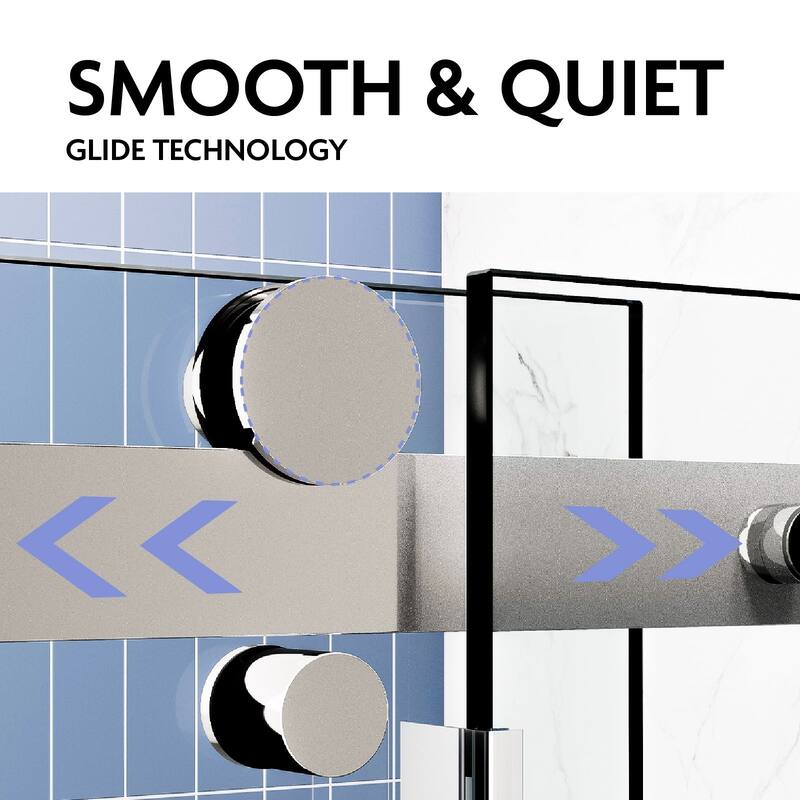 Glassic SI Series 44" - 48" W x 75" H Contemporary Frameless Single Sliding Shower Doors With 3/8" Clear Tempered Glass