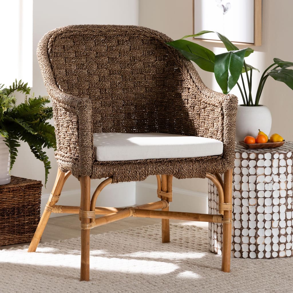 Luis Bohemian Natural Seagrass and Rattan Arm Chair