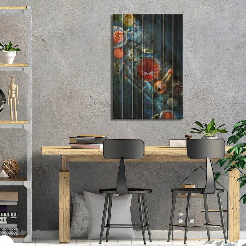 No Worries Mixture Print On Wood by Dina Belenko - Multi-Color