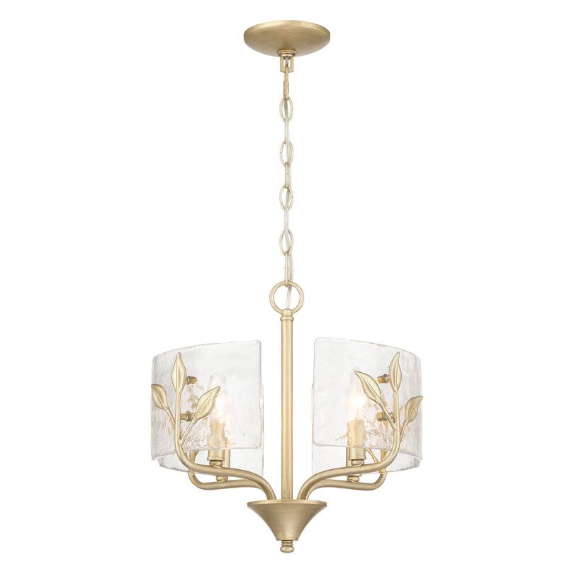 Bloem 4 Light Pendant in White Gold with Hammered Water Glass