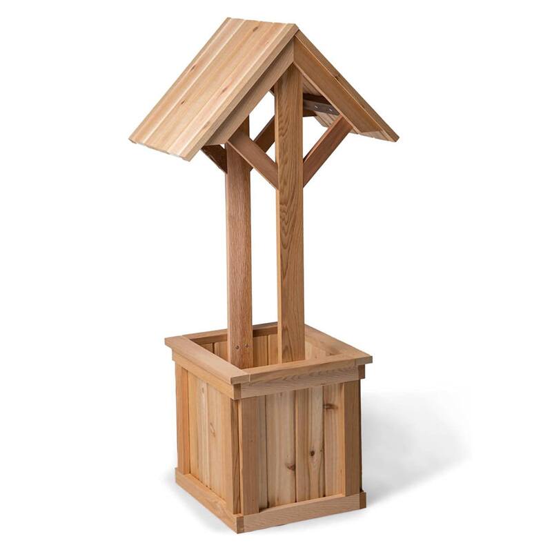 All Things Cedar 4-Ft Outdoor Wishing Well Planter Box for Flowers and Plants - 21