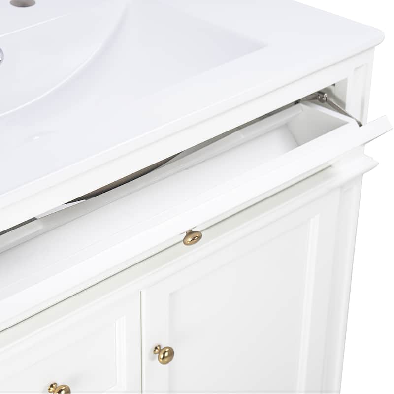 Bathroom Vanity Set with Arched Medicine Cabinet Mirror 30-Inch Vanity with Integrated Sink Top