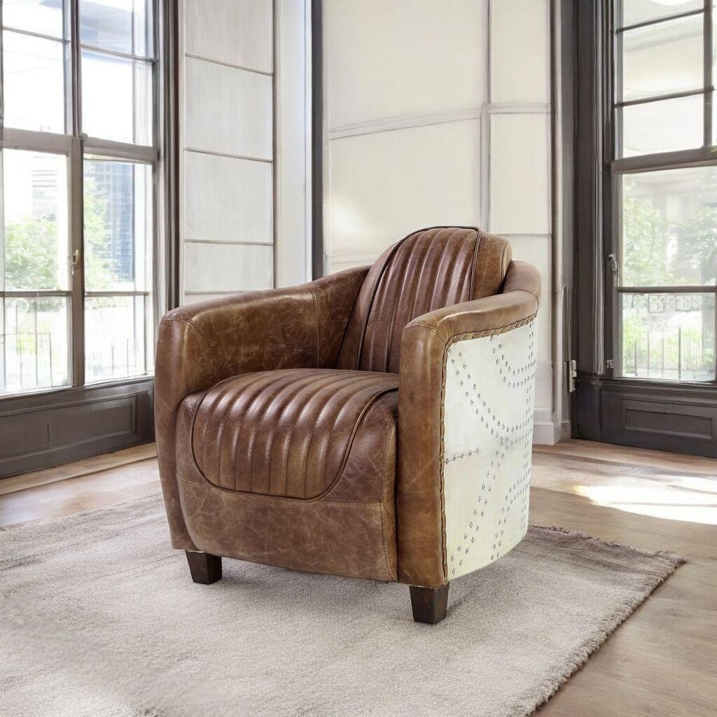 Acme Furniture Brancaster Top Grain Leather Retro Brown Arm Chair