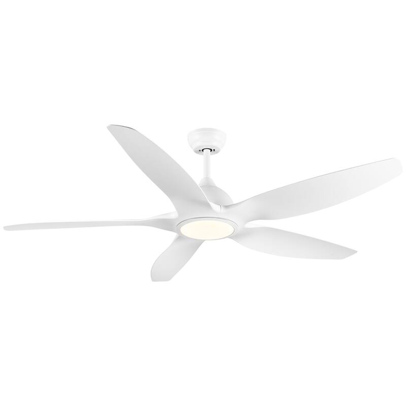 60 in.Matte White Indoor Ceiling Fan with Light, DC Motor and Remote Control - 60 Inches - Matte White