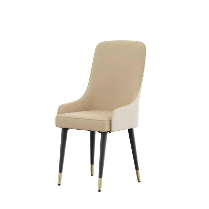 Modern PU Leather Set of 2 Dining Chairs with Metal Legs - 17"x17"x36"