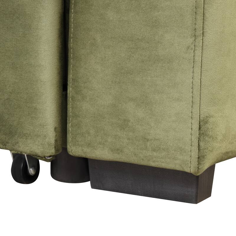 84.75" Velvet Convertible L-Shaped Sleeper Sofa with Storage Ottoman