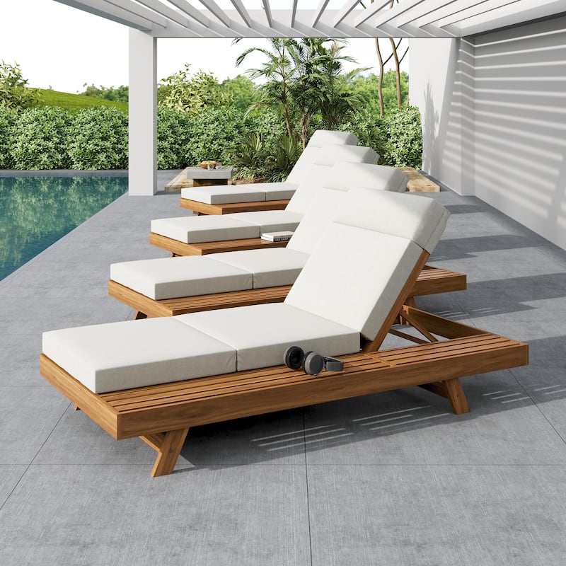 Christopher Knight Home- Linda Acacia Wood Outdoor Chaise Lounge Set