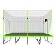preview thumbnail 3 of 7, 10ft by 17ft Rectangule Trampoline with Green Fabric Black Powder-coated Galvanized Steel Tubes with Basketball Hoop System Adva