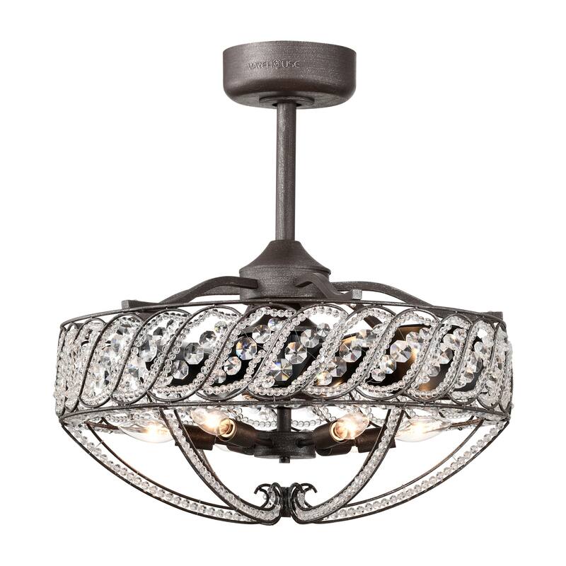 Sandi 24 Inch Glam Crystal Fandelier 6 Light with Remote