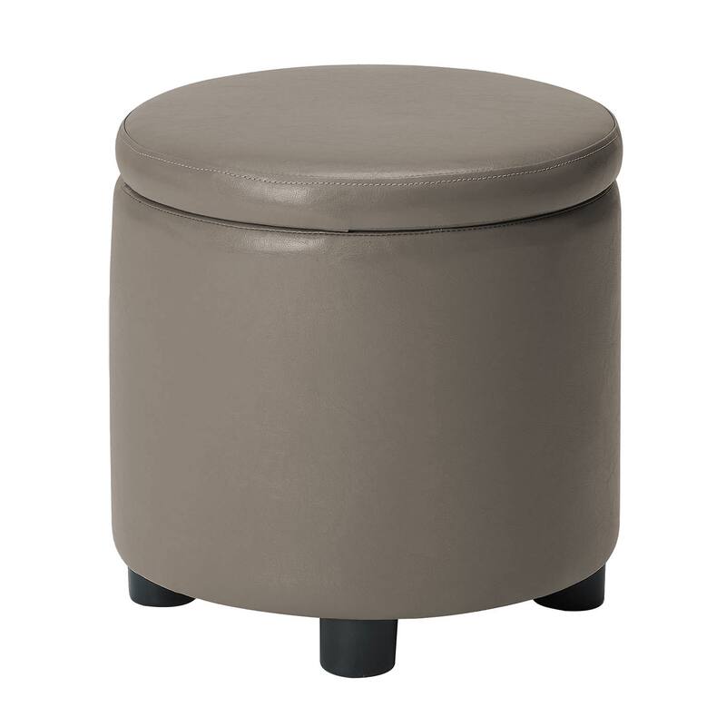 Convenience Concepts Designs4Comfort Round Accent Storage Ottoman with Reversible Tray Lid