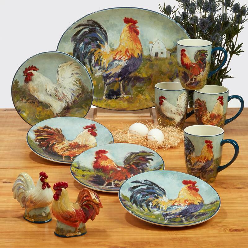 Certified International Rooster Meadow 22 oz. Mugs, Set of 4