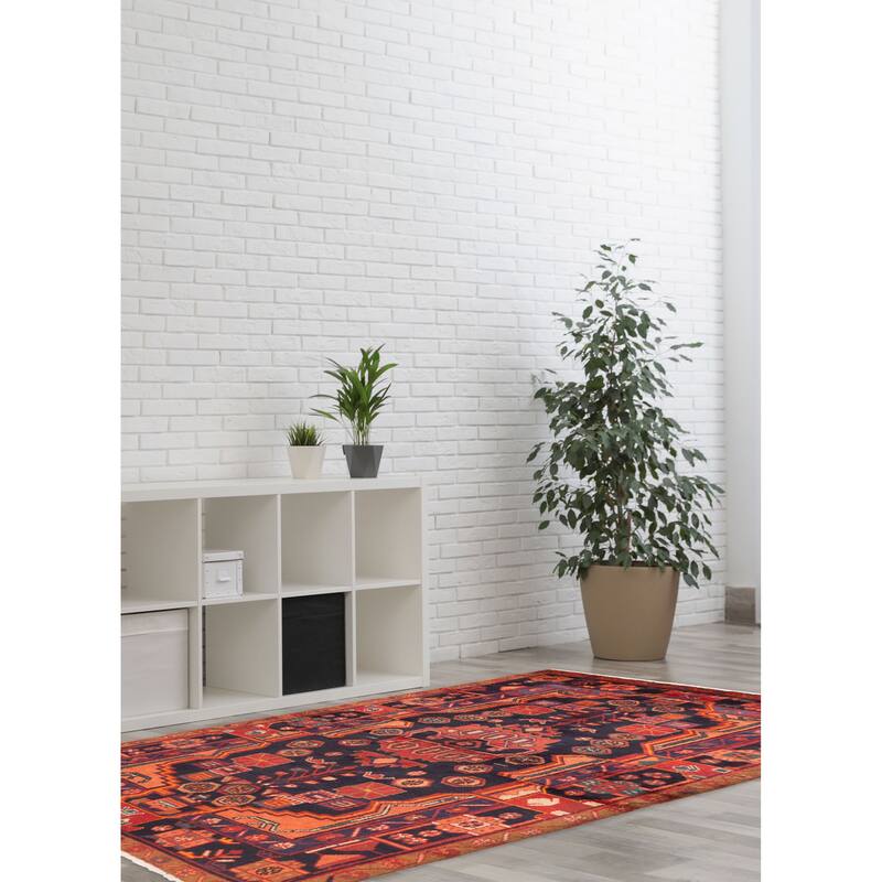 ECARPETGALLERY Hand-knotted Anadol Dark Navy, Red Wool Rug - 4'2 x 7'0