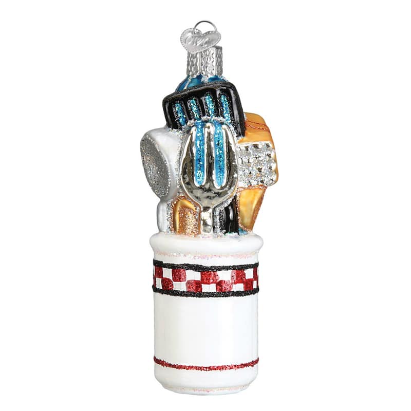 Old World Christmas Kitchen Utensils Holiday Ornament Glass 4.5 Inches - White
