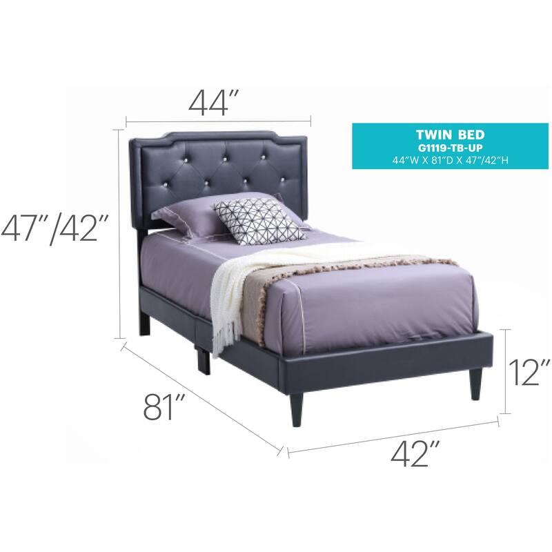 Black Twin Bed with Casual Transitional Design, Sleek Finish and Sturdy Frame for Kids' Rooms, Guest Rooms or Small Spaces