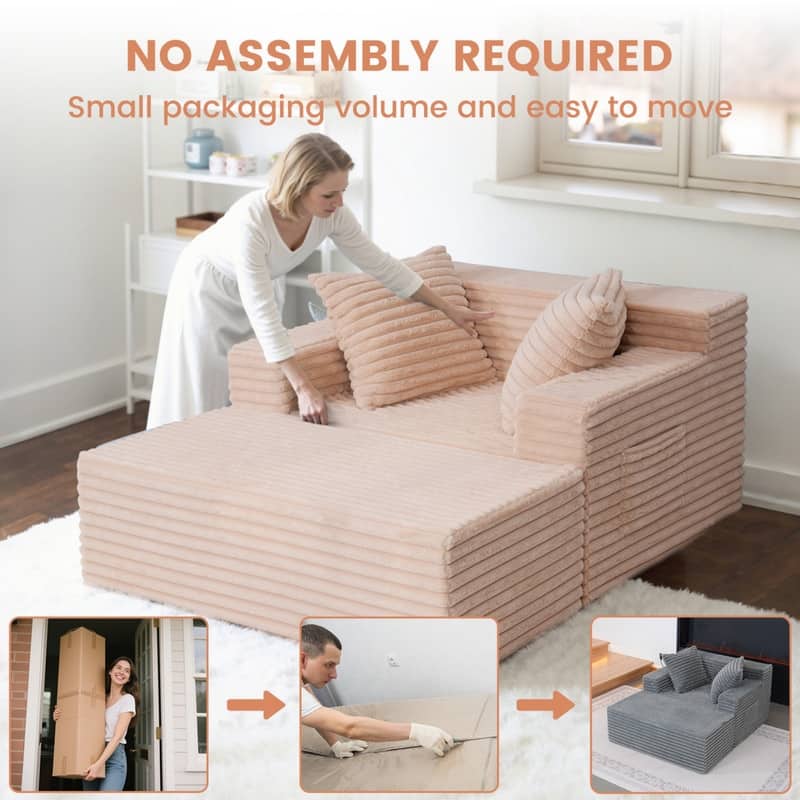 Oversized Chaise Lounge Chair, Upholstered Sofa Bed for Living Room