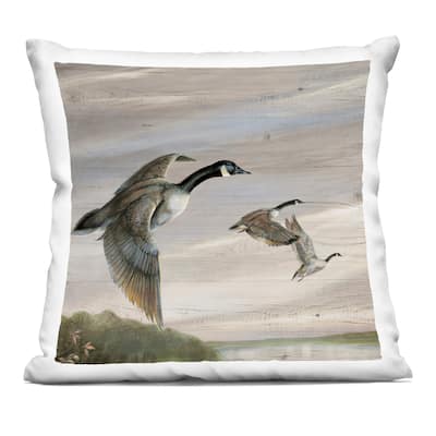 Stupell Flying Geese over Rustic Decorative Printed Throw Pillow Design by Ruane Manning