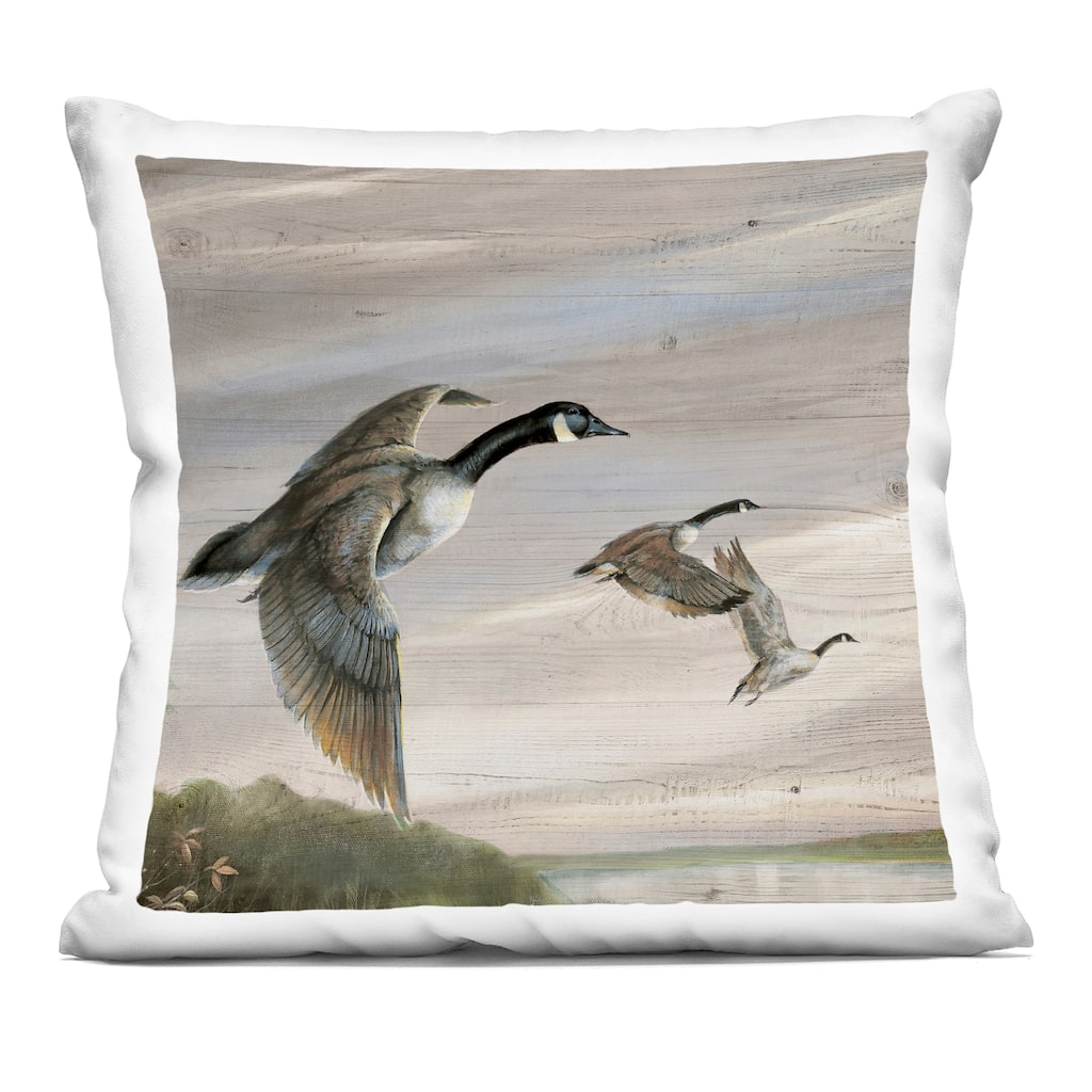 Stupell Flying Geese over Rustic Decorative Printed Throw Pillow Design by Ruane Manning