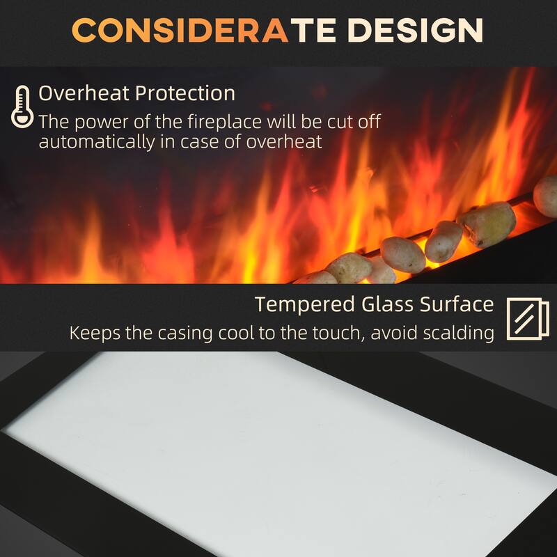 Modern Electric Wall Fireplace for Indoor Use, Heats Up to 215 sq.ft., Compact and Safe Design - N/A