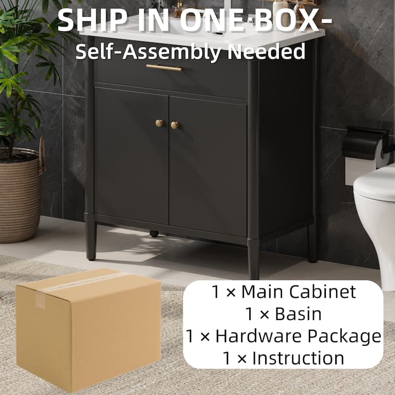 Bathroom Vanity with Sink, Bathroom Cabinet with Soft Close Doors and Adjustable Shelf