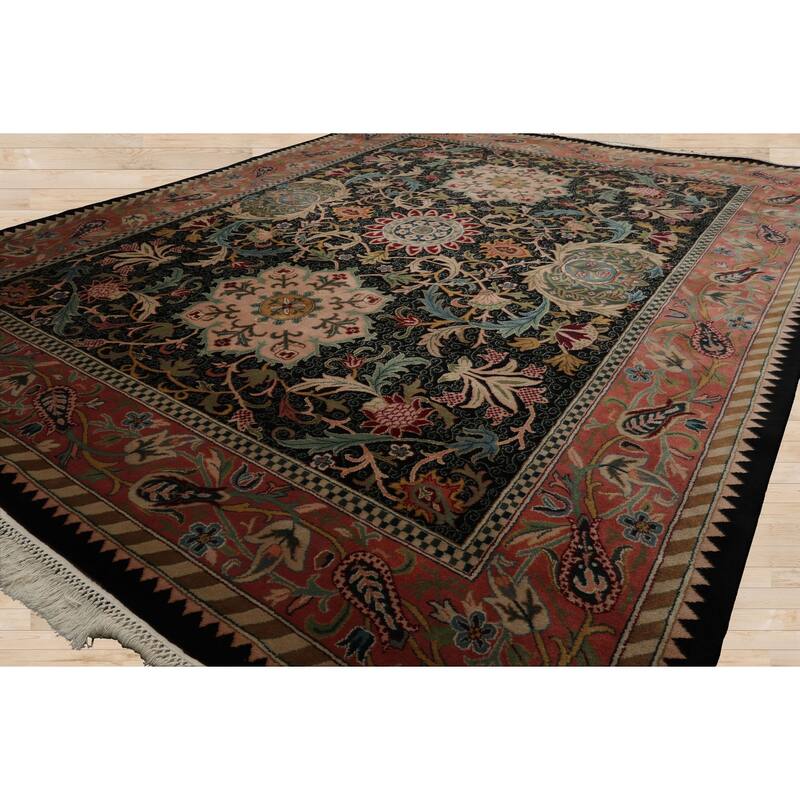 8x10 Hand Knotted Newzeland Wool Black French 200 KPSI Plush Pile Rug - 8' x 10'