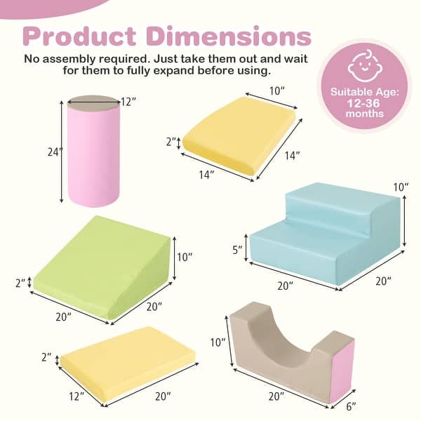 Gymax 10 Pieces Foam Climbing Blocks Set w/PU Leather Surface for - Multi