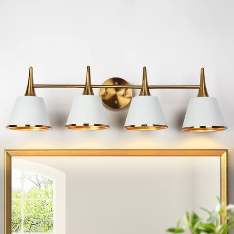 Nisa Mid-century Modern Gold 4-Light Vanity Light Metal Wall Sconces for Bathroom