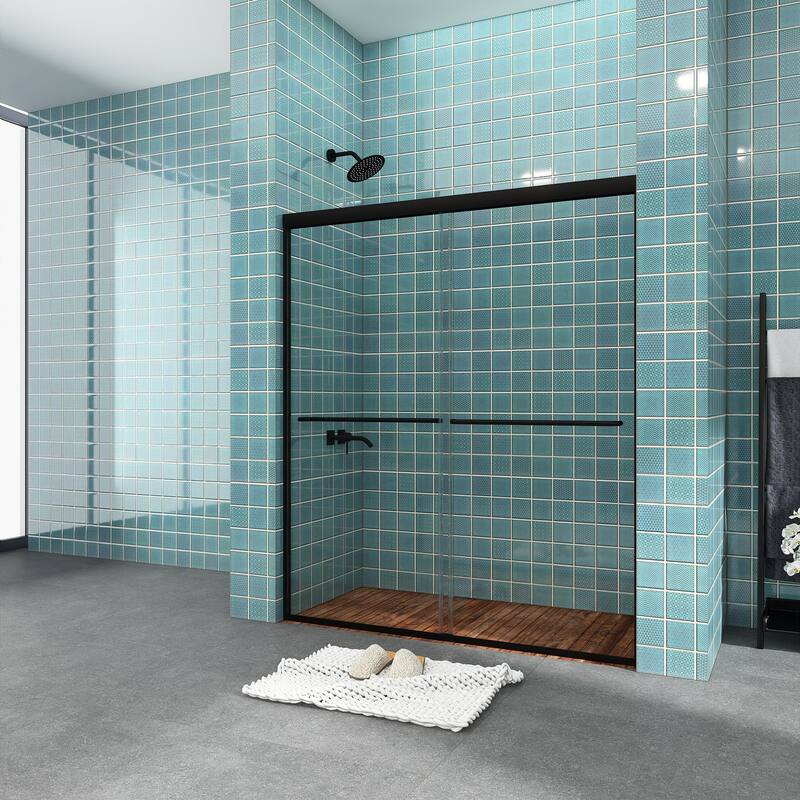 48/54/60 Inch Double Sliding Framed Shower Door with Clear Tempered Glass