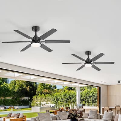 2 Set 46" Reversible 6-Blade Integrated LED Ceiling Fan with Light and Remote