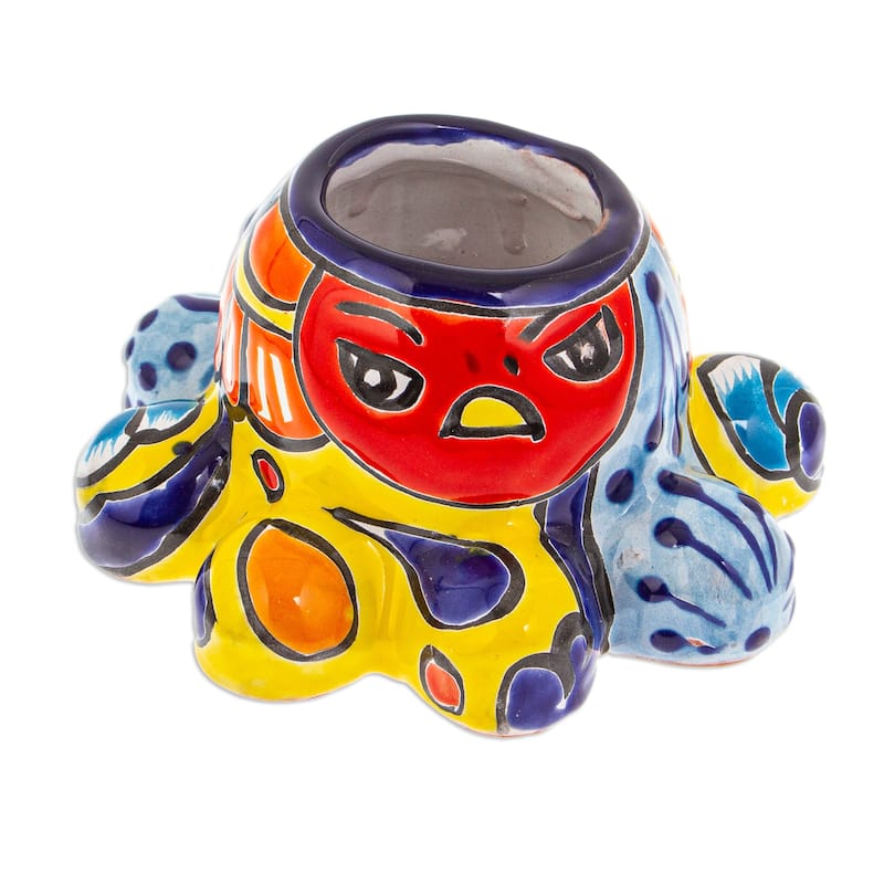 Novica Handmade Marine Hacienda Ceramic Flower Pot