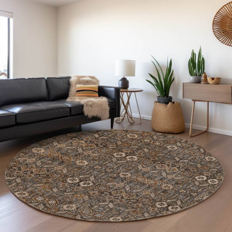 Premium Washable Super Soft Boho Global Mayfield Rug - Chocolate - 8' x 8' - Round
