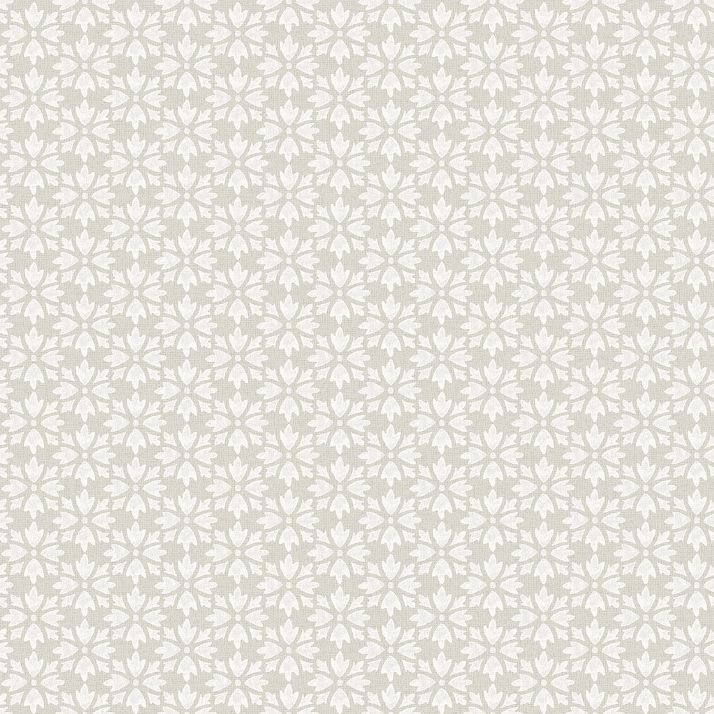 Chesapeake Phlox Grey Floral Stamp Wallpaper