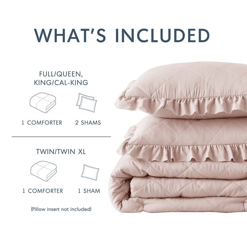 Chelsea Square Himari Diamond Quilted Ruffle Edge Comforter Set
