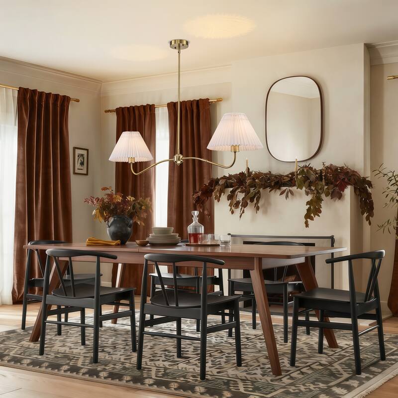 2-Light Linear Pleated Fabric Pendant Light