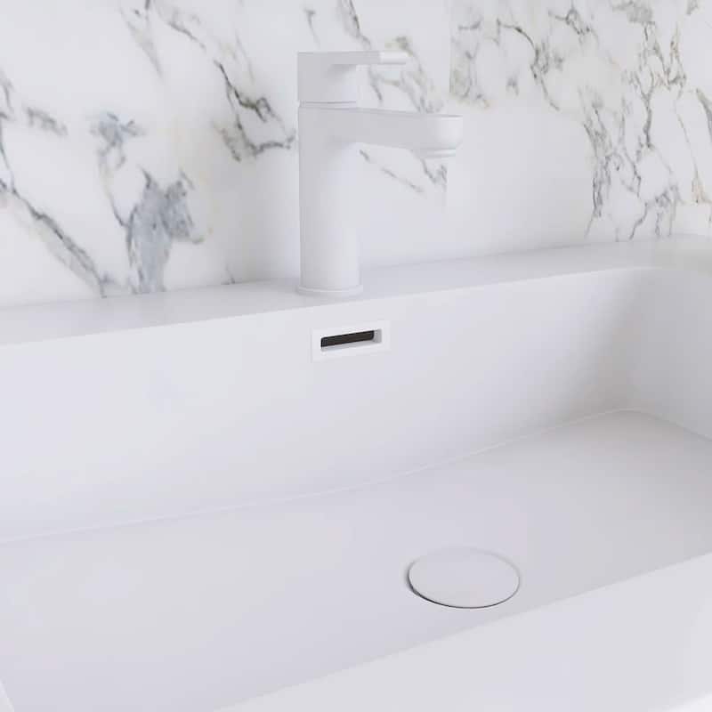 Freestanding Bathroom Vanity with White Integrated Solid Surface Sink