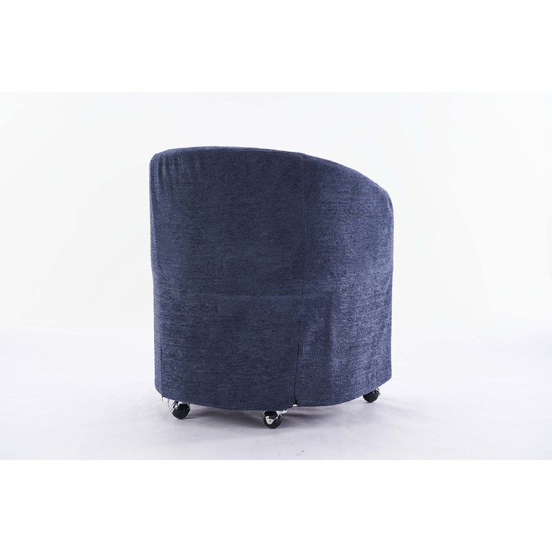 Fabric Dining Armchair With Back Cushion and Universal Wheels
