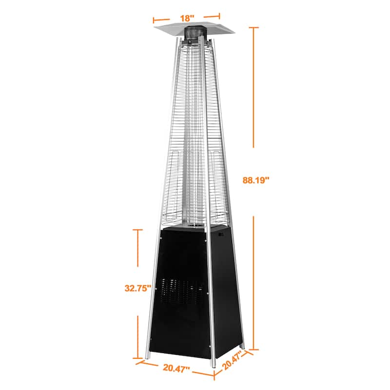 Outdoor 48,000 BTU Pyramid Propane Gas Patio Heater with Wheels - 20.47*20.47*88.19 inch