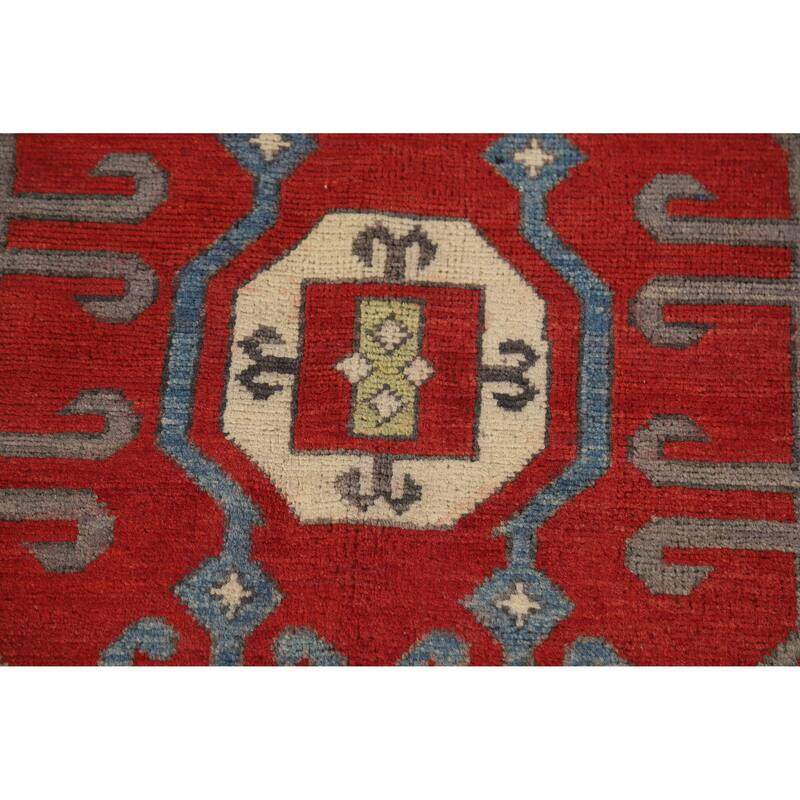 Hand Knotted Oriental 100% Wool Carpet Traditional Geometric Greys & Charcoal Kazak Area Rug - 10' 4'' X 8' 2''