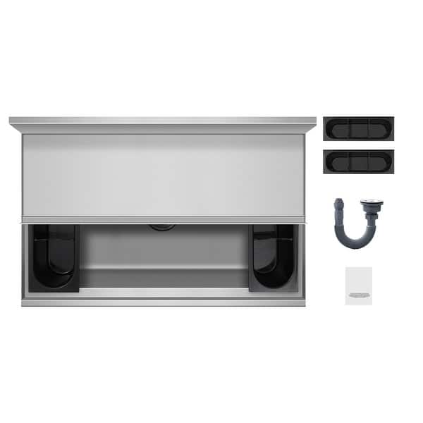 slide 2 of 7, UIMOSO Commercial Ice Bin, 78.4 L Underbar Ice Bin, 30 x 19 x 37 in Stainless Steel Ice Chest with Sliding Lid - 78.4 L 78.4 L