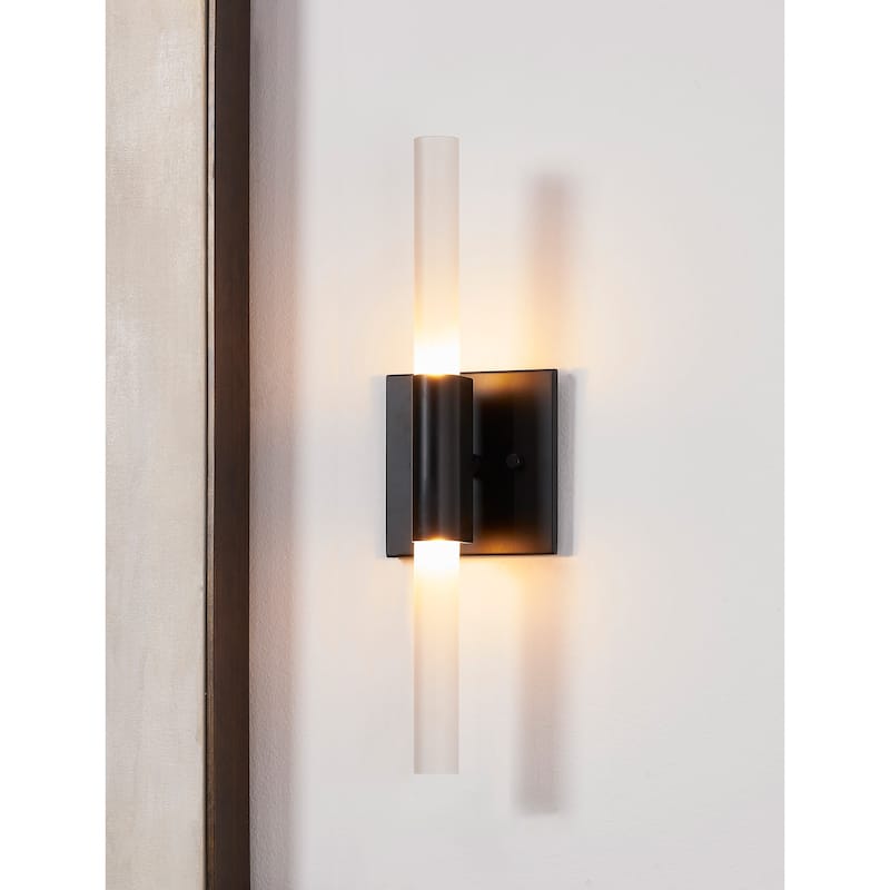 Industrial Style Wall Sconce with Tubular Shade - 7.75" - Black and White