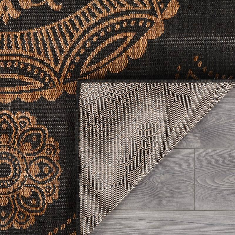 Beverly Rug Blue Medallion Indoor Outdoor Rug, Outside Carpet for Patio, Deck, Porch