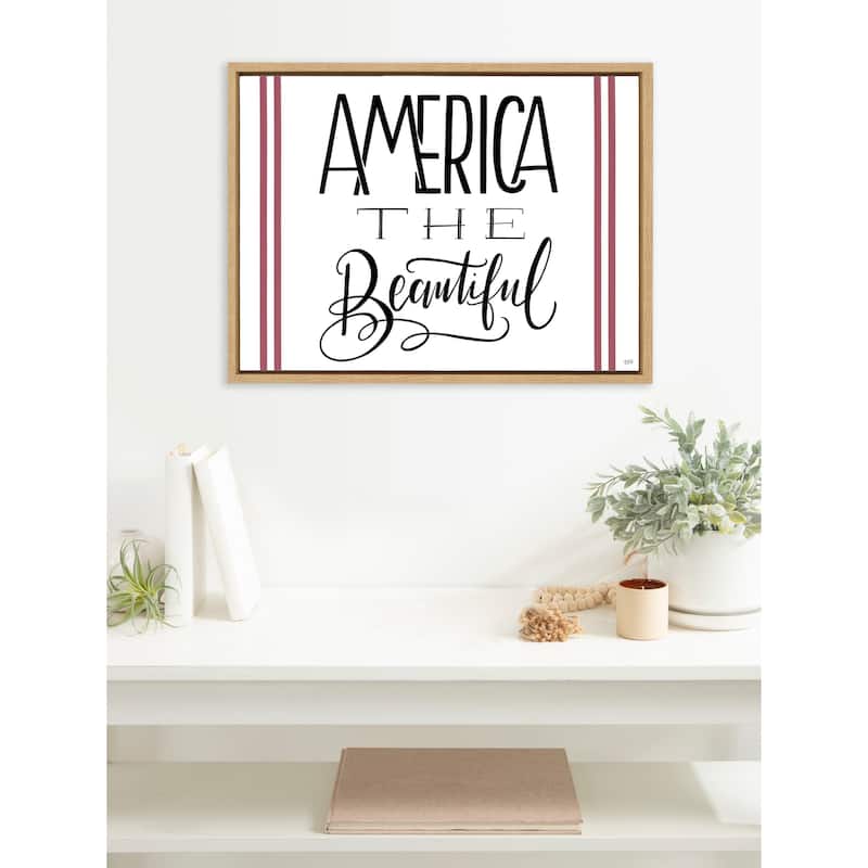 Kate and Laurel Sylvie America The Beautiful Framed Canvas by Valerie McKeehan of Lily and Val